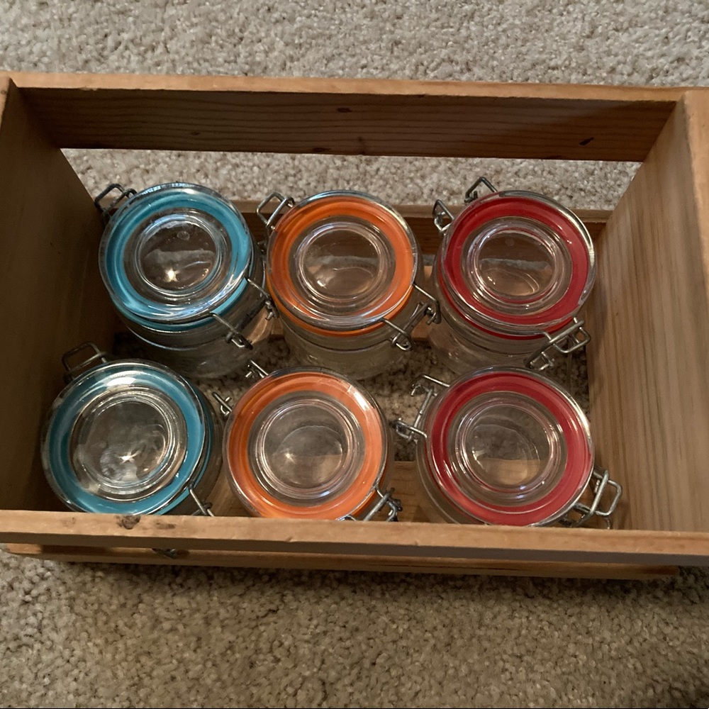 Set of 6 Airtight Bail & Trigger Quality Glass Spice Jar Bottle Canisters